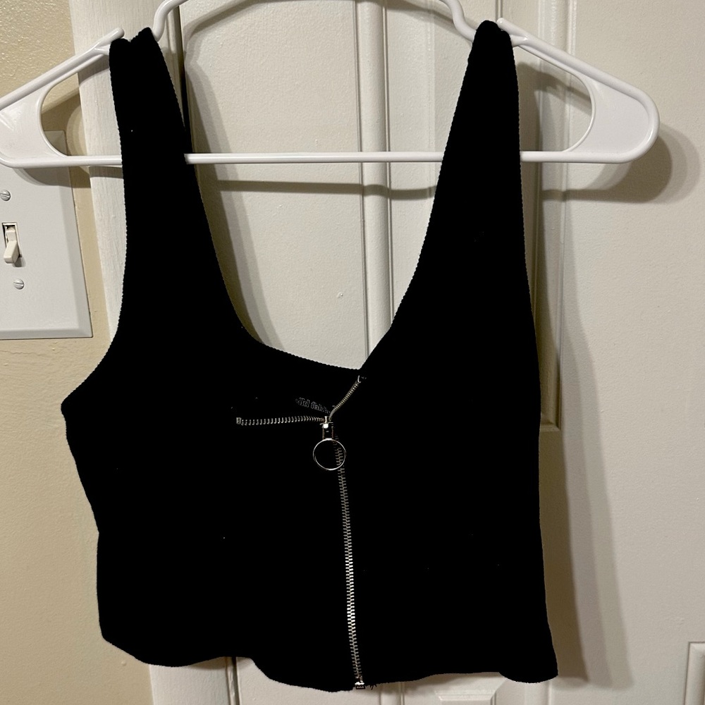 Wild Fable Black Tank-top with Silver zipper